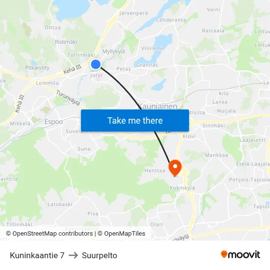 King's Road 7 to Suurpelto map