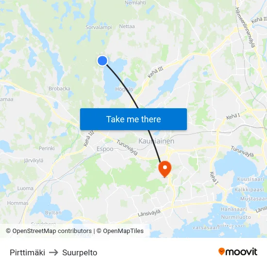 Pirttimäki to Suurpelto map