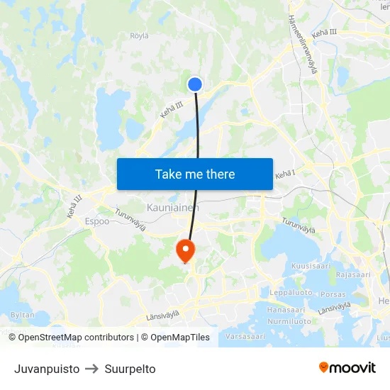 Juva Park to Suurpelto map