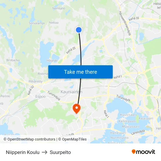 Niipperin Koulu to Suurpelto map