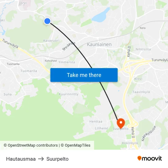 Hautausmaa to Suurpelto map