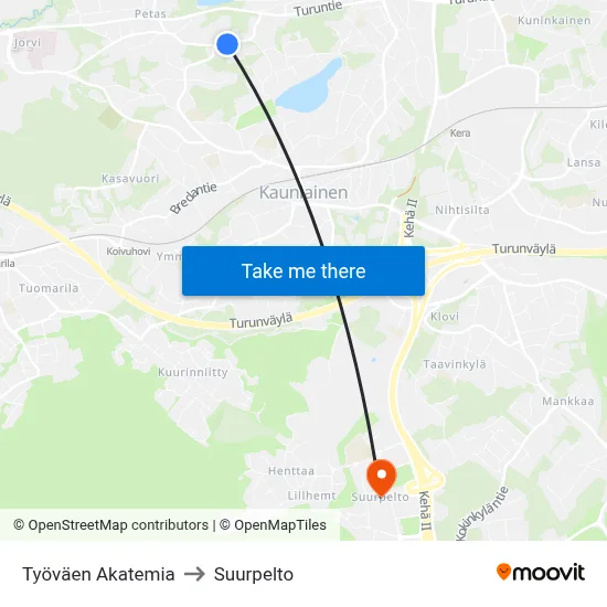 Workers' Academy to Suurpelto map