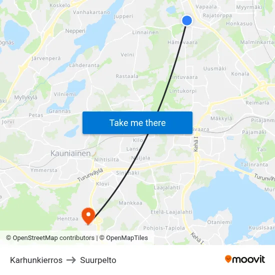 Karhunkierros Trail to Suurpelto map