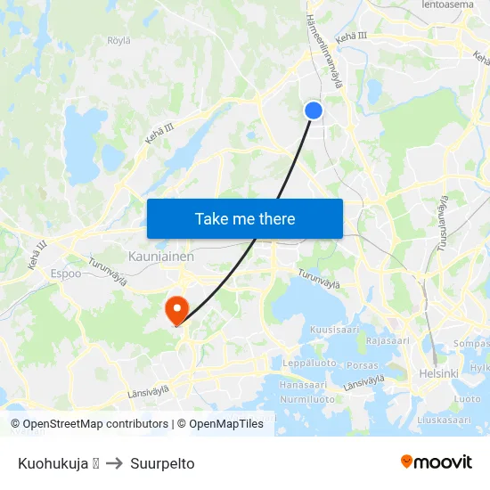 Kuohukuja 🛒 to Suurpelto map