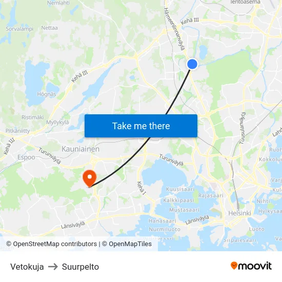 Vetokuja to Suurpelto map