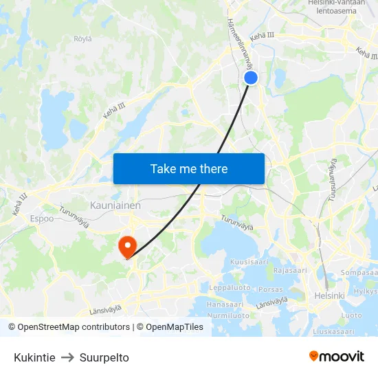 Kukin Road to Suurpelto map