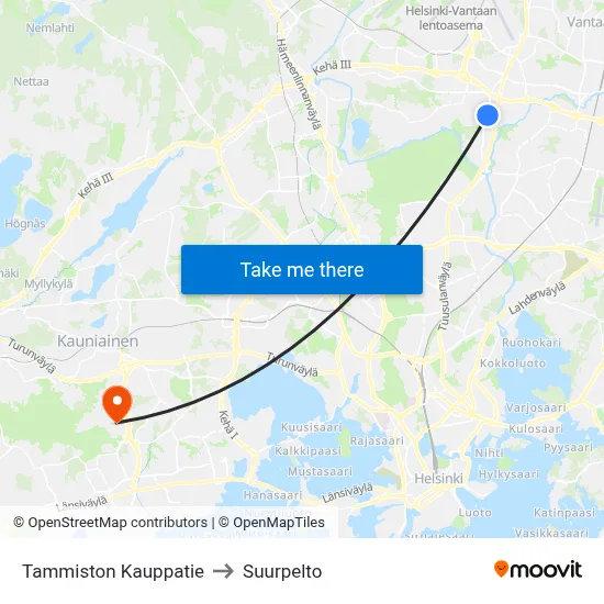 Tammisto Shopping Street to Suurpelto map