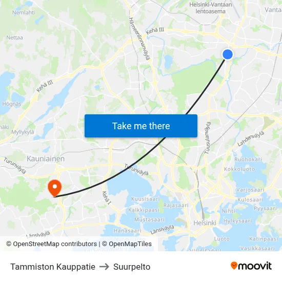 Tammiston Kauppatie to Suurpelto map