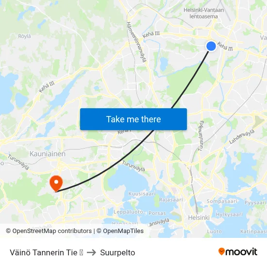 Väinö Tannerin Tie  🛍️ to Suurpelto map