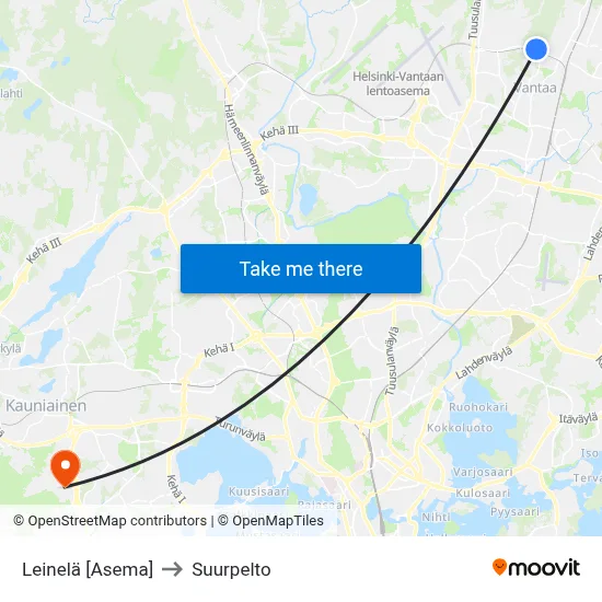 Leinelä [Station] to Suurpelto map