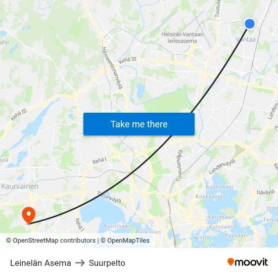 Leinelä Station to Suurpelto map