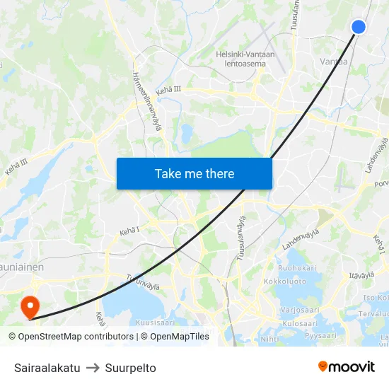 Hospital Street to Suurpelto map