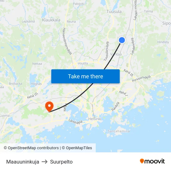 Maauuninkuja to Suurpelto map