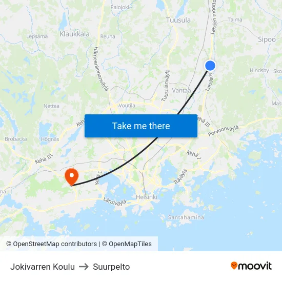 Jokivarren Koulu to Suurpelto map