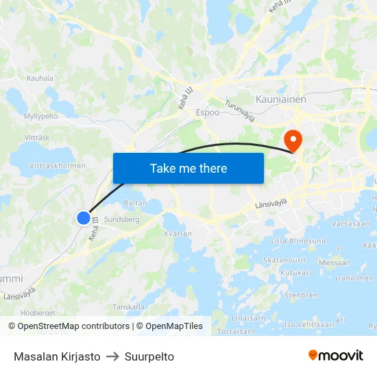 Masala Library to Suurpelto map