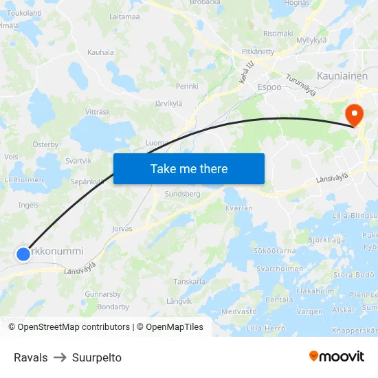 Ravals to Suurpelto map