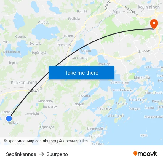 Sepankannas to Suurpelto map