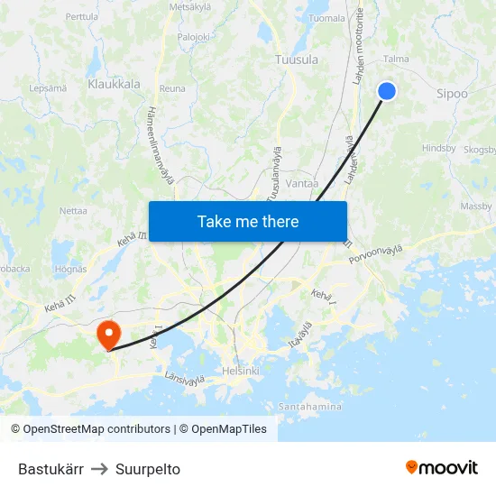 Bastukärr to Suurpelto map