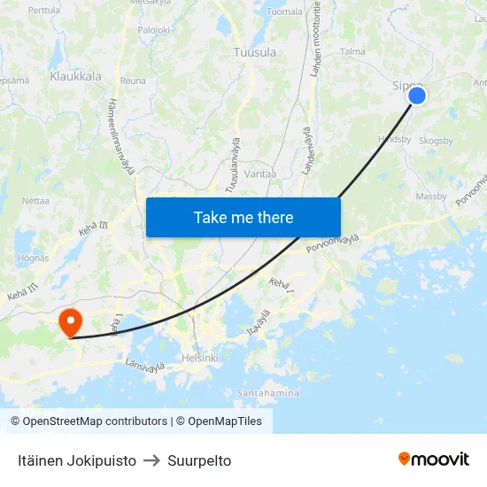Eastern River Park to Suurpelto map