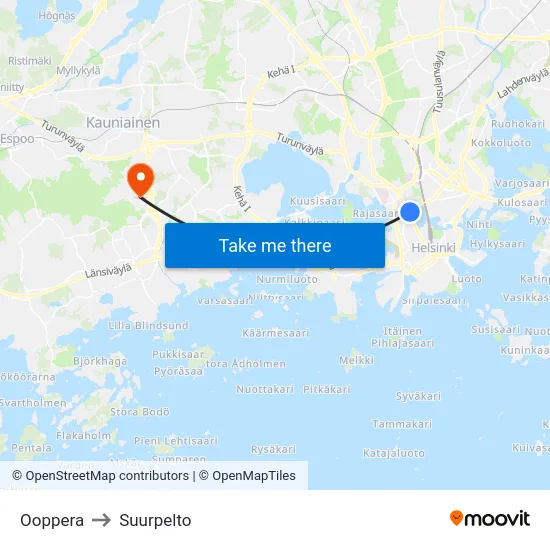 Ooppera to Suurpelto map