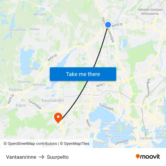 Vantaa Slope to Suurpelto map