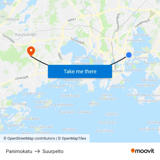 Panimokatu to Suurpelto map