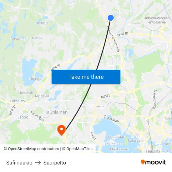 Sapphire Square to Suurpelto map