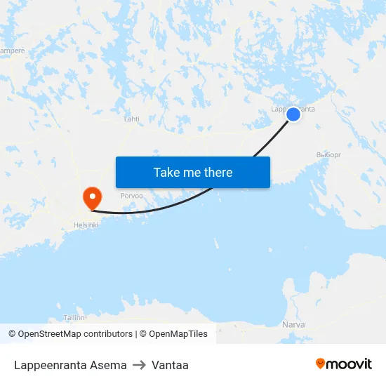 Lappeenranta Asema to Vantaa map