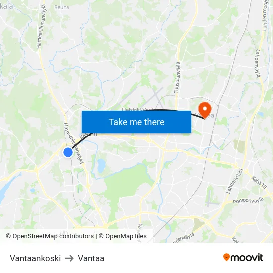 Vantaankoski to Vantaa map