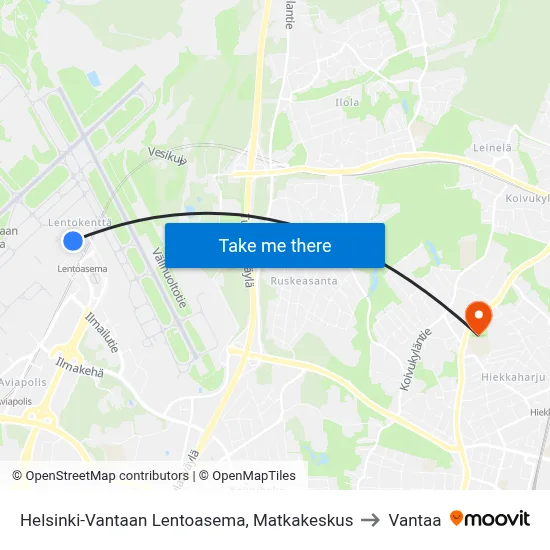 Helsinki-Vantaa Airport, Travel Center to Vantaa map