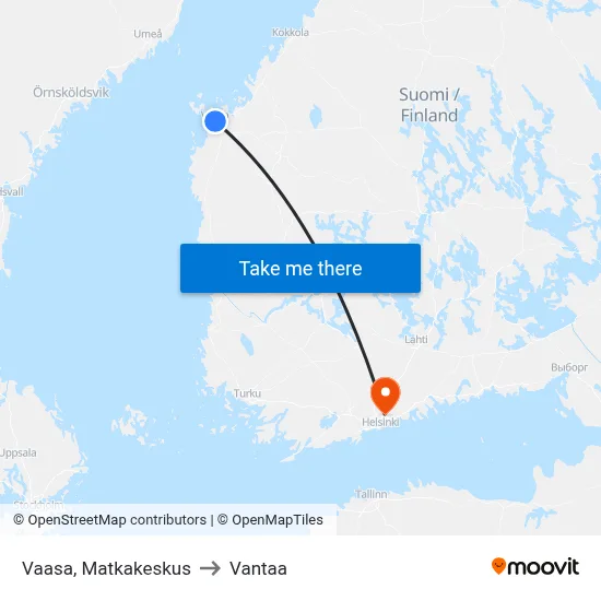 Vaasa Travel Center to Vantaa map