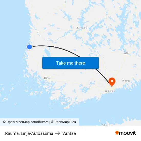 Rauma Bus Station to Vantaa map