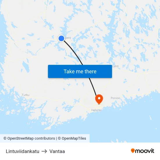 Lintuviidankatu to Vantaa map