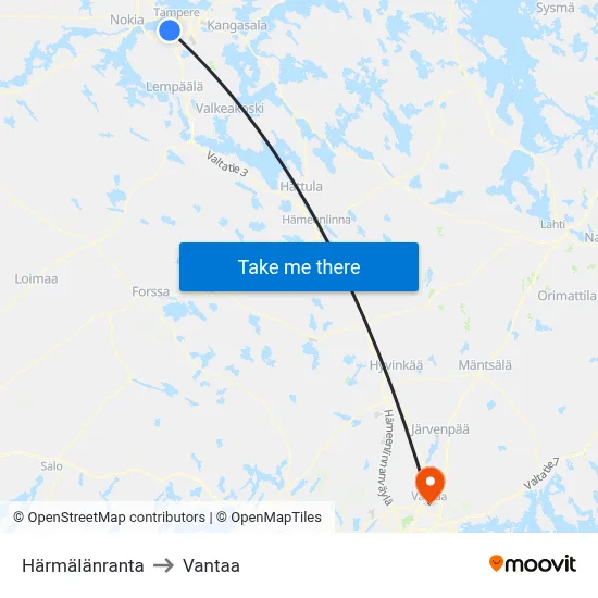 Harmalanranta to Vantaa map