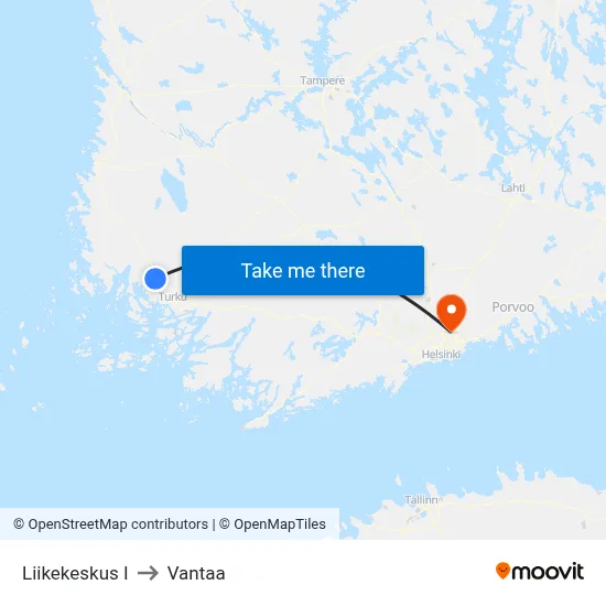 Shopping Center E to Vantaa map