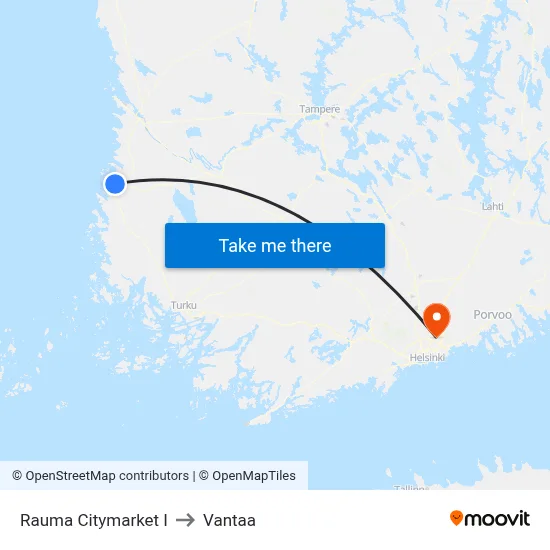 Rauma Citymarket E to Vantaa map