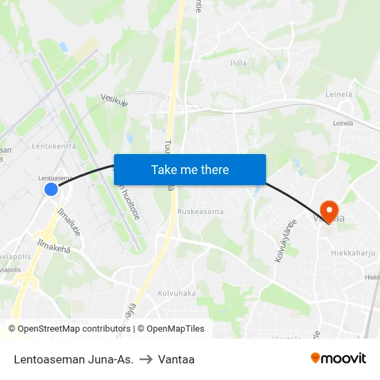 Airport Train Station to Vantaa map