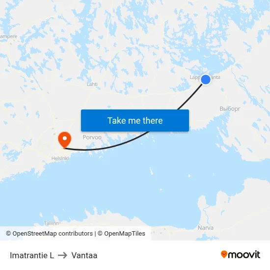 Imatrantie East to Vantaa map