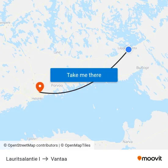 Lauritsalantie East to Vantaa map