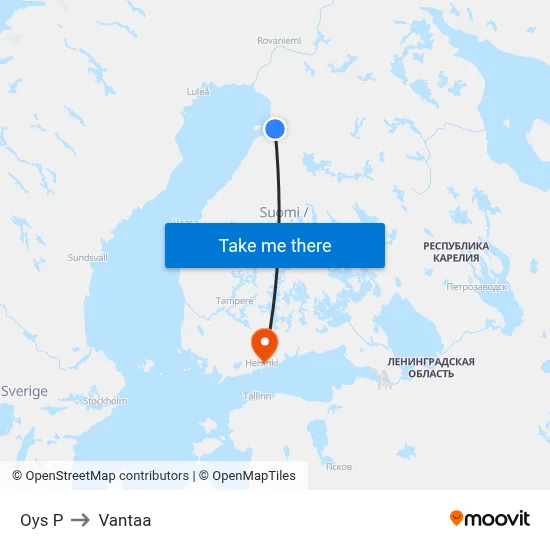 University Hospital North to Vantaa map