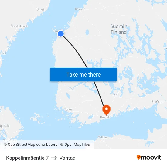 Kappelinmaentie 7 to Vantaa map
