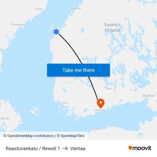 Raastuvankatu / Rewell 1 to Vantaa map