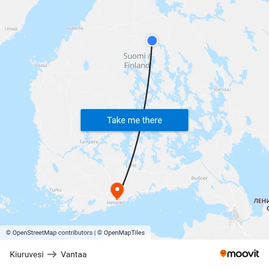 Kiuruvesi to Vantaa map