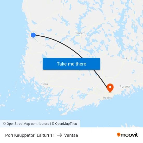 Pori Market Square Platform 11 to Vantaa map