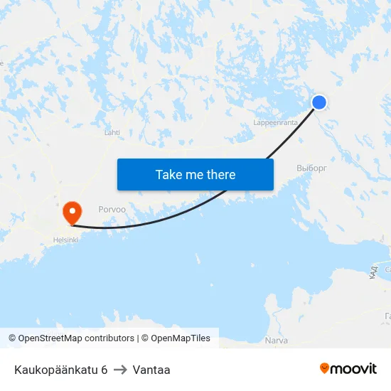 Kaukopäänkatu 6 to Vantaa map