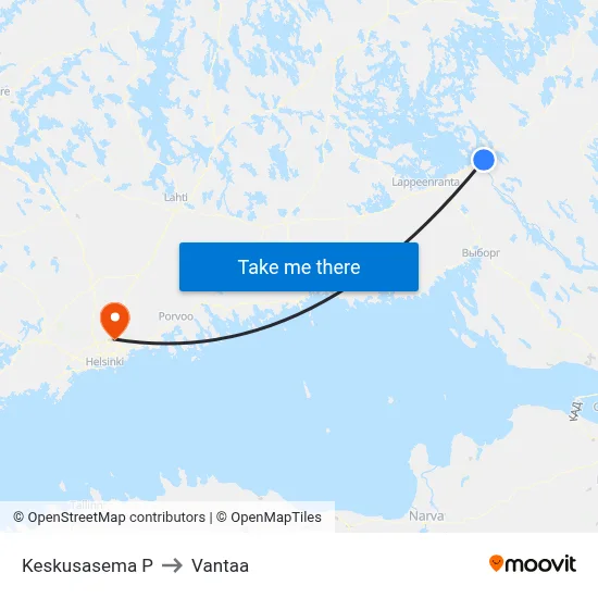 Central Station North to Vantaa map