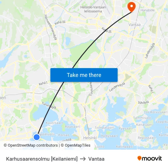 Karhusaarensolmu [Keilaniemi] to Vantaa map