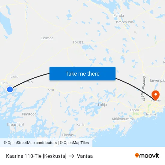 Kaarina 110-Tie [Keskusta] to Vantaa map