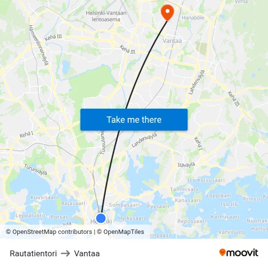 Railway Square to Vantaa map