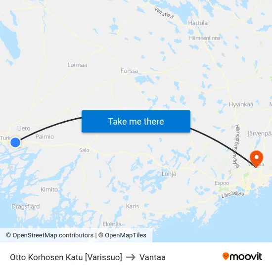 Otto Korhonen Street [Varissuo] to Vantaa map